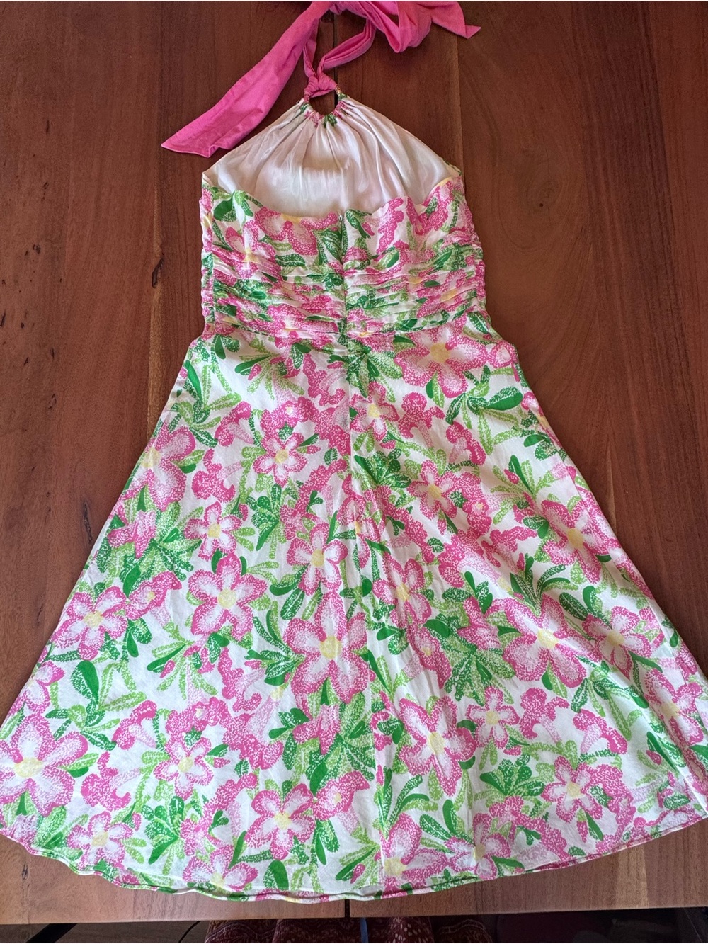 Vintage Lilly Pulitzer Laurel Silk Blend Halter Dress Tropical Floral O-Ring - Picture 2 of 5